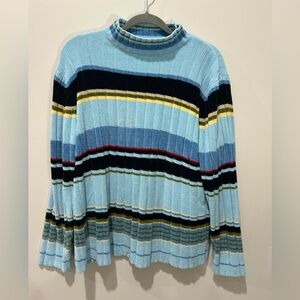 Vintage Striped Blue cowl Sweater
